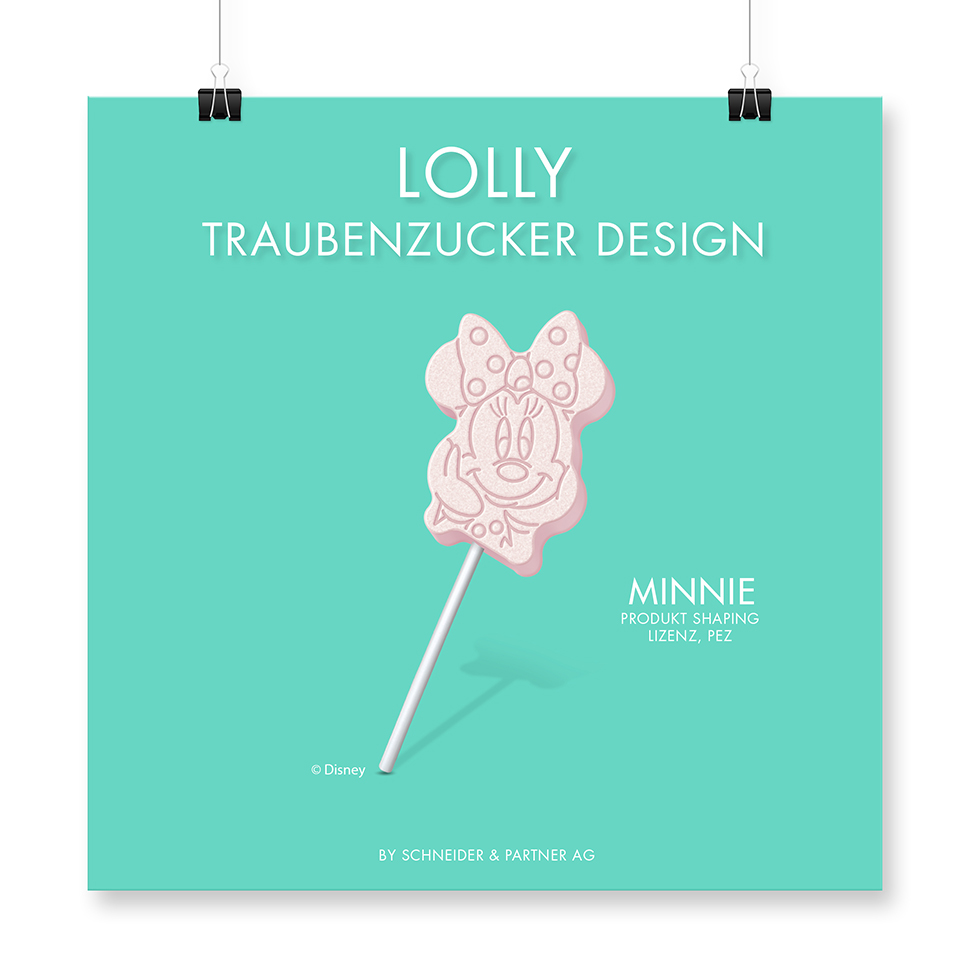 Shaping Design für Minnie Maus Traubenzucker-Lolly für PEZ.