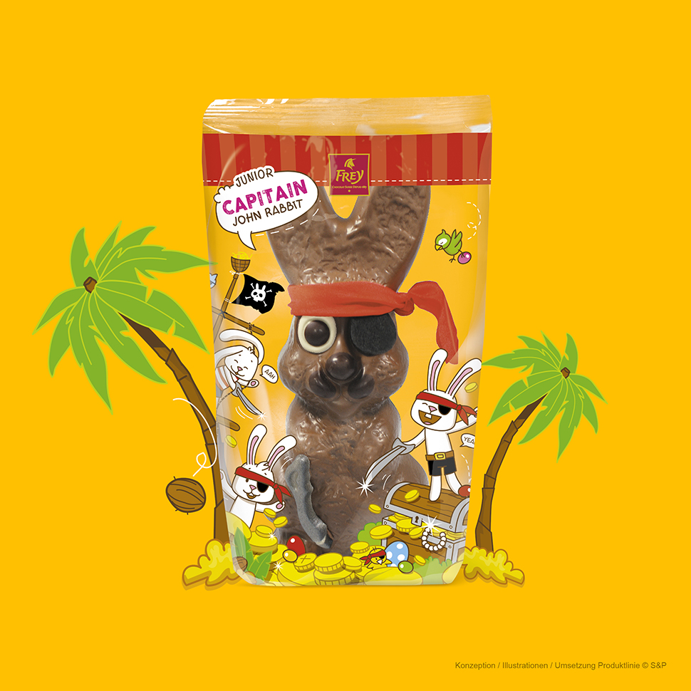 OSTERHASE junior Rabbits Captain...Verpackungs-Design. KIDS DESIGN. Konzeption & Illustration ©S&P