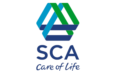 SCA Logo – Unternehmen spezialisiert auf nachhaltige Forstwirtschaft und Hygieneprodukte.