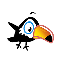 Illustration eines Kakadus als Maskottchen für Kinderprodukte
