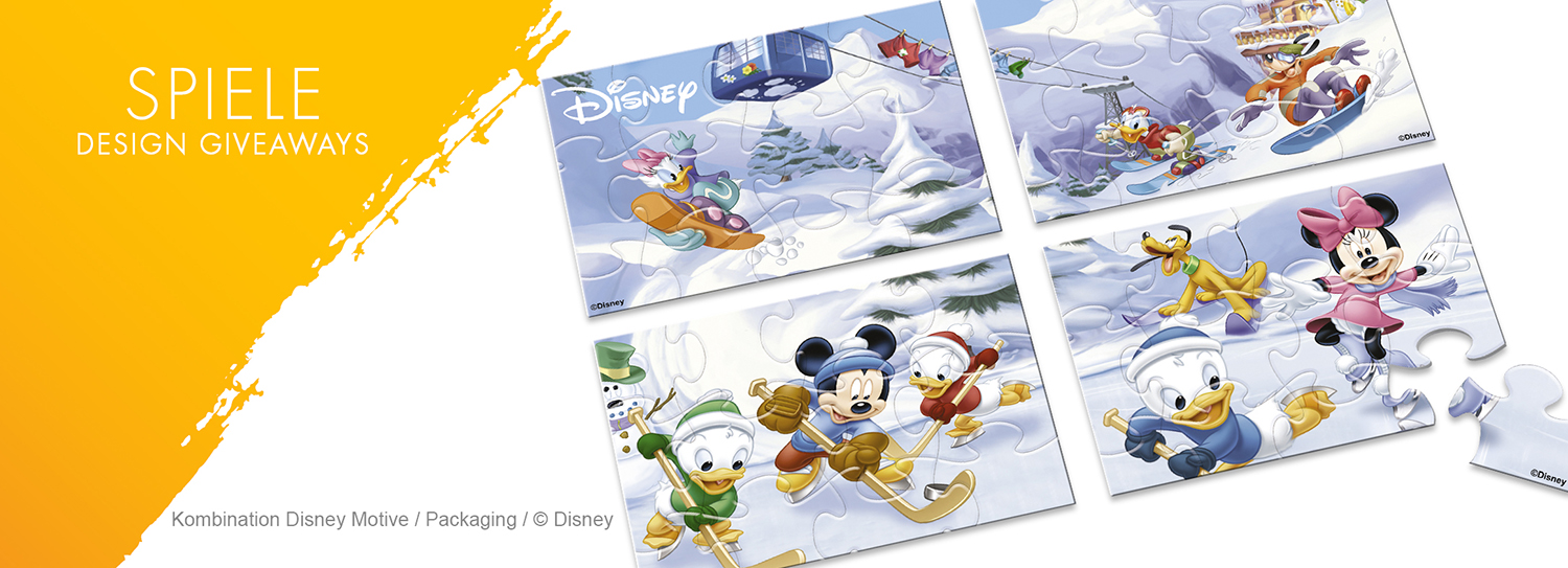 Design von Disney Puzzle-Giveaways als On-Pack-Promotion für Verpackungen und Verkaufsaktionen.